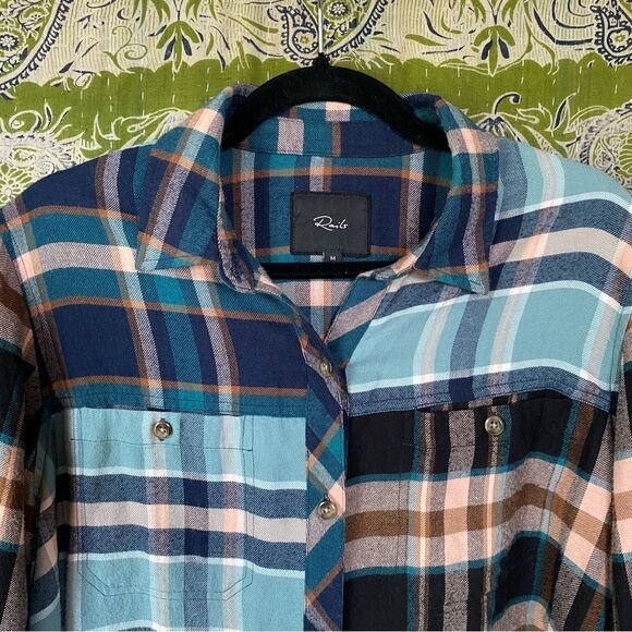 Rails Heathrow Mixed Plaid Brando Button Down Shirt Size Medium - Picture 3 of 16